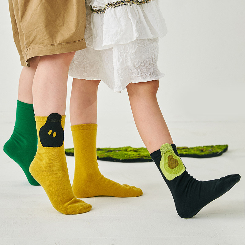 Li Xiaoxian original boys and girls 2022 spring and autumn new personality all-match cotton socks children's socks pear contrast color socks