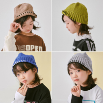Pear Xiaoxiong Korean version of autumn and winter fashion Childrens color stitching edge wool hat for boys and girls foreign gas concave shape fishermans hat