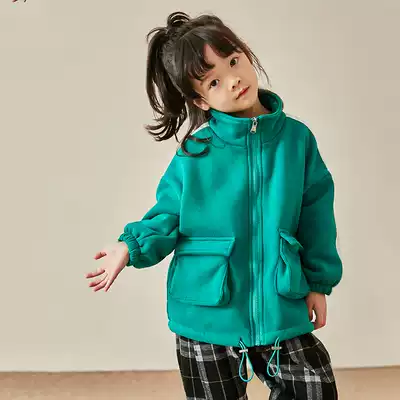 Pear small leisure girl 2020 Autumn New Korean version of foreign style thick cotton T jacket casual coat children's cardigan