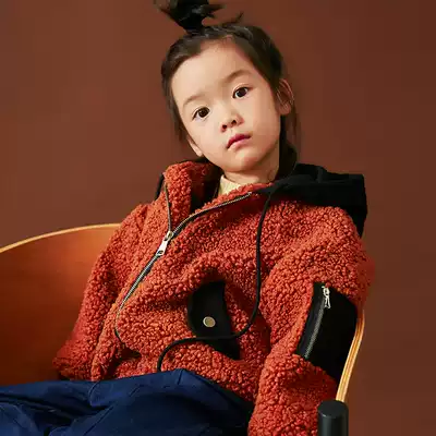 Pear small leisure original girl coat 2020 Autumn new foreign style tide children's hooded baby lamb coat