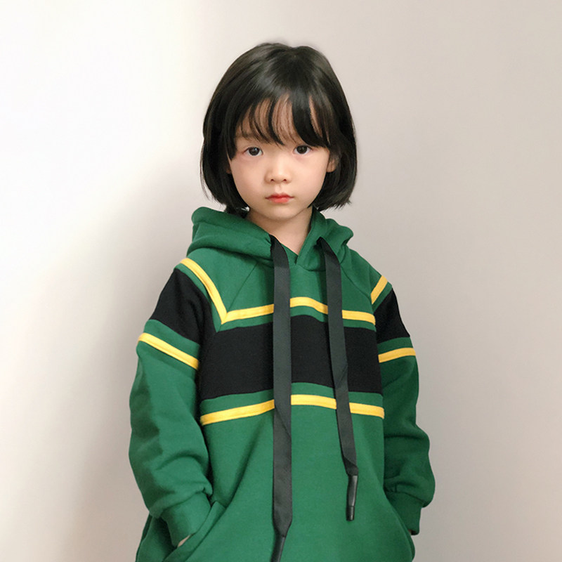 Pear Little Idle Girl 2020 Autumn Han version Fashion grabbing medium Long version loose CUHK Tong Lianhood Sports Shirt dress