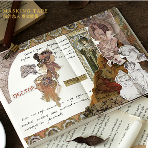 Letter Lovers Muxia Epic and Paper Adhesive Tape Hand Ledger Diary European Retro Pattern Characters Goddess Famous
