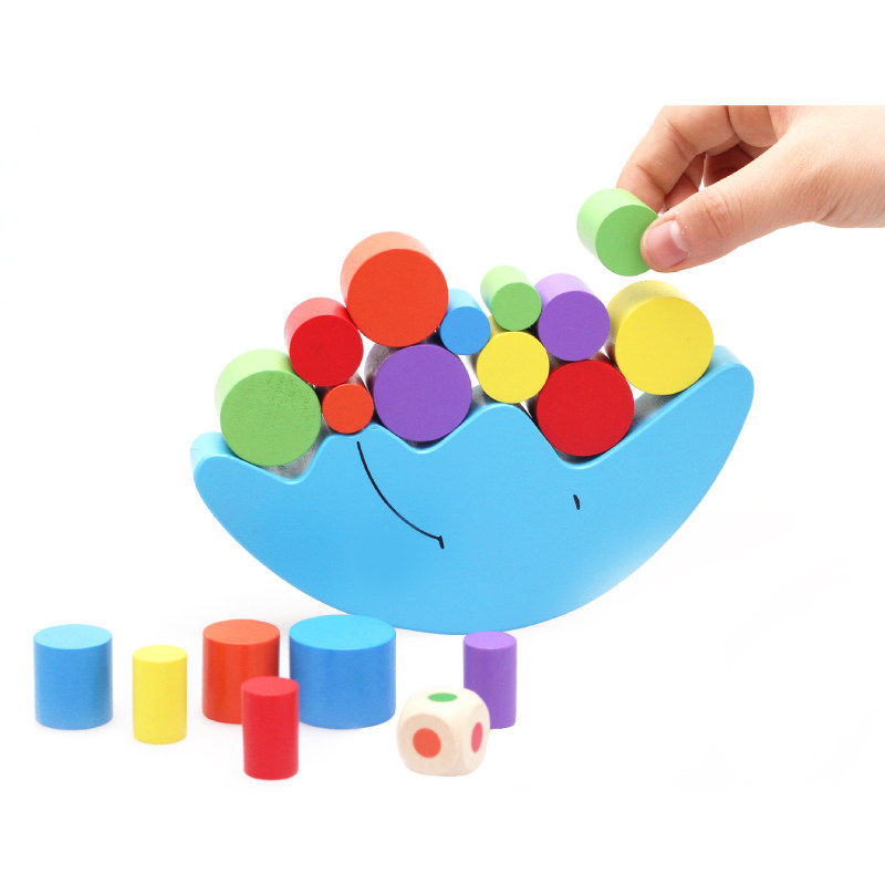 Wooden Moon Balance Puzzle Building Blocks Spelling Baby Wooden Parenting Early Education Games Children Kindergarten Stack of Leaf
