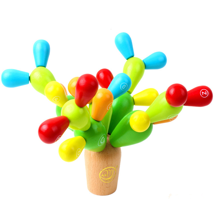 New Montessori children Puzzle Early Education Toys Wooden Spelled and disassembled Balloon Cactus 100 Variable Balance