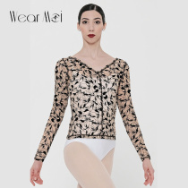 French imported Wear Moi dance ballet print air-conditioned blouse air-conditioned mesh gauze practice shirt