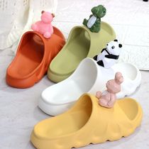 Cartoon couple non-slip sandals word drag cute home summer indoor bath men and women panda dinosaur white