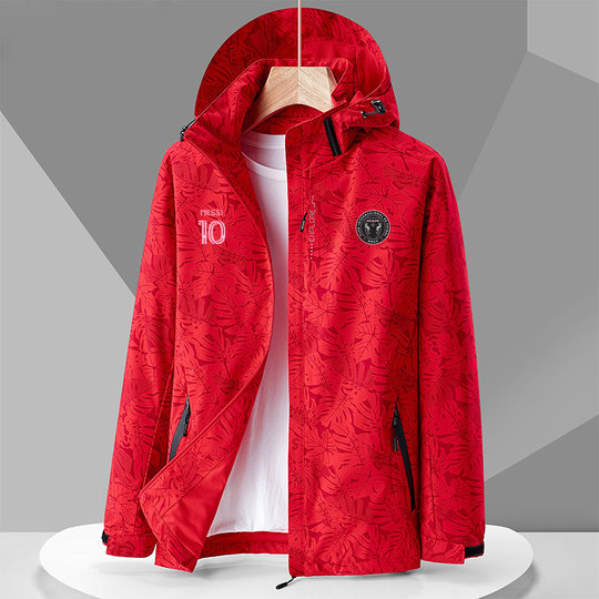 新品迈阿密国际队梅西足球迷彩冲锋衣男女秋季户外运动休闲外套男