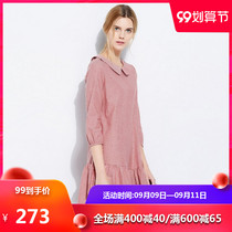 2021 spring new womens cotton dress Womens Mid-sleeve long slim art hipster A- line dress tide