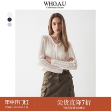 WHOAU Official Authentic 2024 Spring/Summer New Women's American Cardigan Sunscreen Knitwear WHCKE2332F