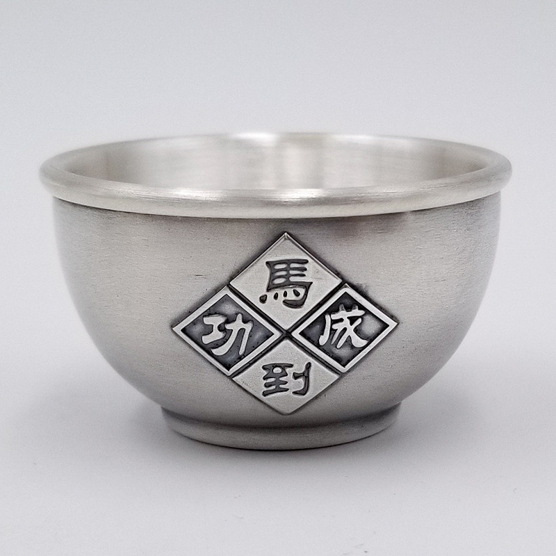 Silver tea cup 999 silver tea cup double-layer insulation tea cup kung fu tea set master cup household handmade silver cup
