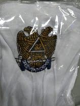 Masonic Masonic Ceremonial embroidered White gloves with snap buttons Scottish Rite 32°double-headed eagle