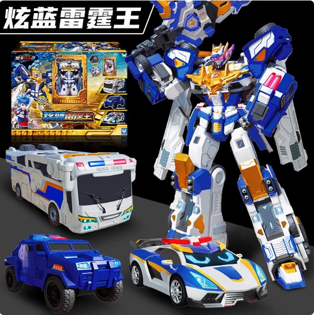 Dazzling Blue Thunder King Dazzling Card Fighter Season 4 Official Fusion Transforming Robot Heavy Armor Red Soul King King Kong Male 4