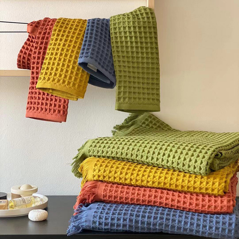 Long-Staple Cotton Face and Bath Towel, Beach Towel, Blanket, Honeycomb Mesh Large Waffle Towel