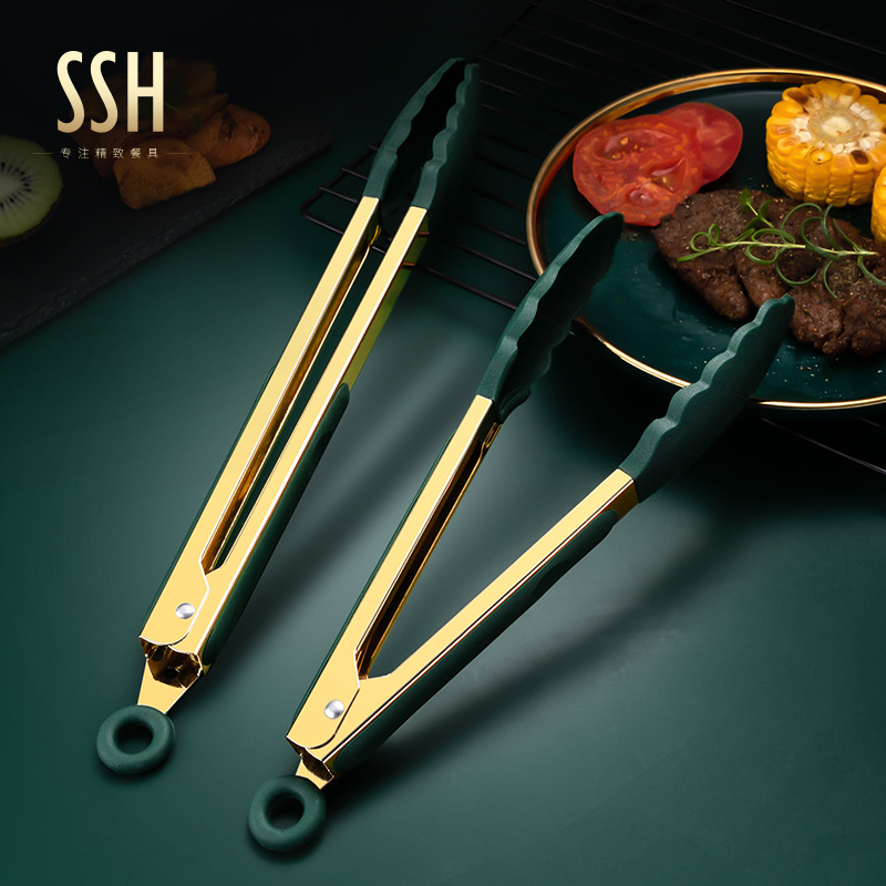 Stainless Steel Silicone Food Clip Nordic Ins Steak Grips Barbecue Clips Heat Insulation Clips Home Matching Vegetable Clip Bread Clips