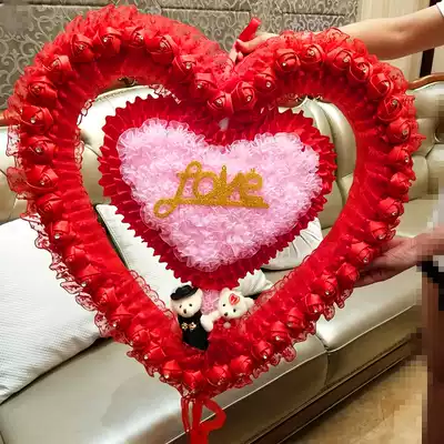 Creative wedding room decoration pendant Large love bear pendant Korean couple bear rose door decoration newlywed door decoration