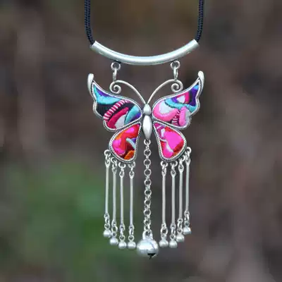 Ethnic style necklace choker short spring summer and autumn women original handmade embroidery piece accessories embroidery vintage Miao silver jewelry