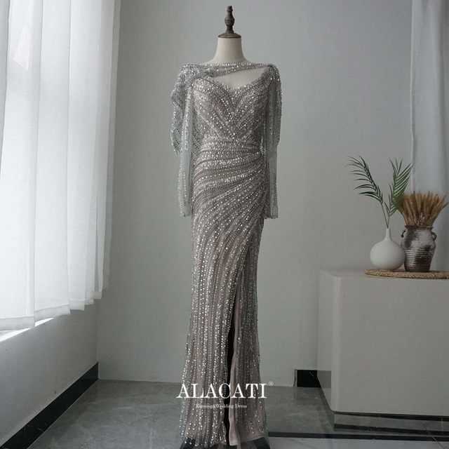 Alacati luxury high-end fishtail heavy industry shawl evening dress for women exported to Dubai Middle East high waist slimming performance