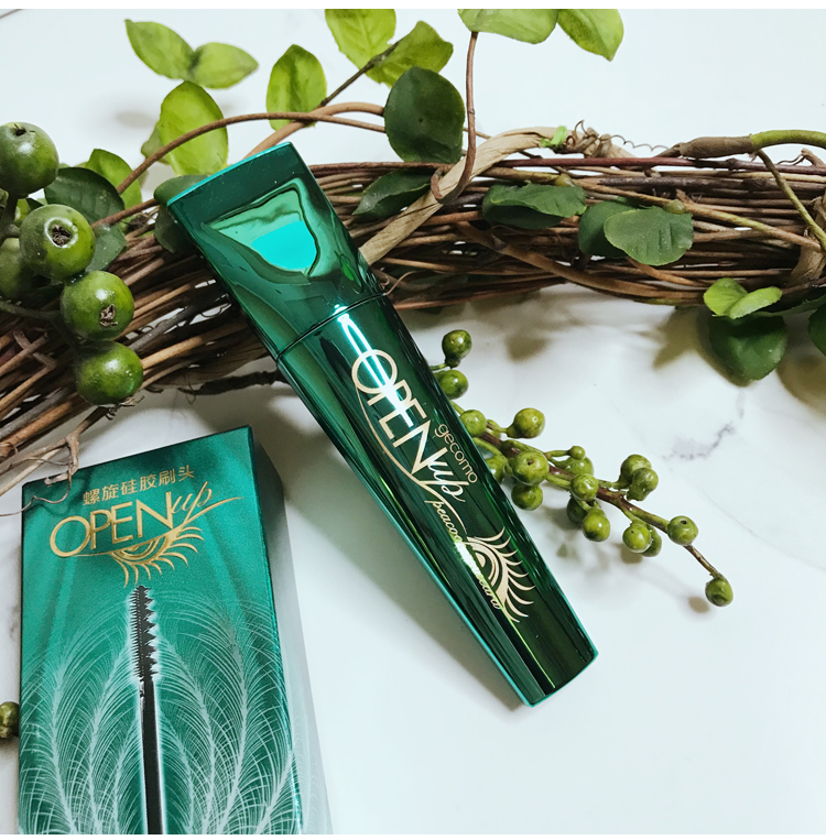 Mở cánh chim công mở màn màu xanh lá cây mascara dày cong dài kéo dài không nở mã hóa không thấm nước - Kem Mascara / Revitalash mascara karadium