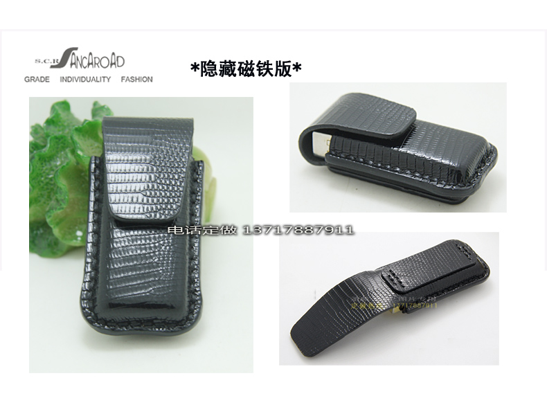 Handmade Leather Lizard Leather Lighter Leather Case Suitable for Dunhill Lighter Case Hanging Waist Custom Size New Product