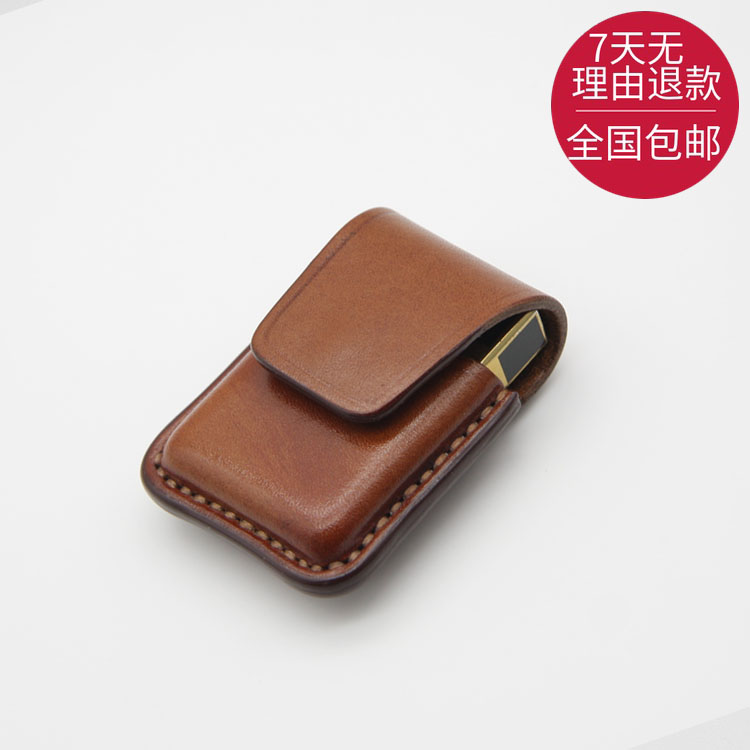 Leather handmade lighter protection holster men hanging waist anti-fall business custom Dupont Langsheng Porsche zippo