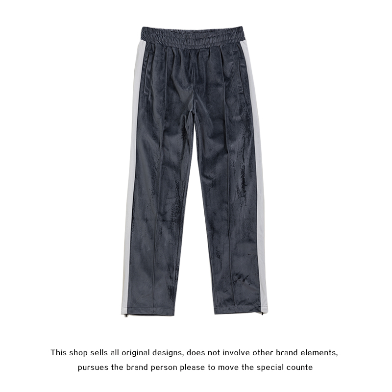 FOG AMIRI side stripe splicing contrast color foot mouth zipper straight-leg pants trendy brand velvet trousers casual pants
