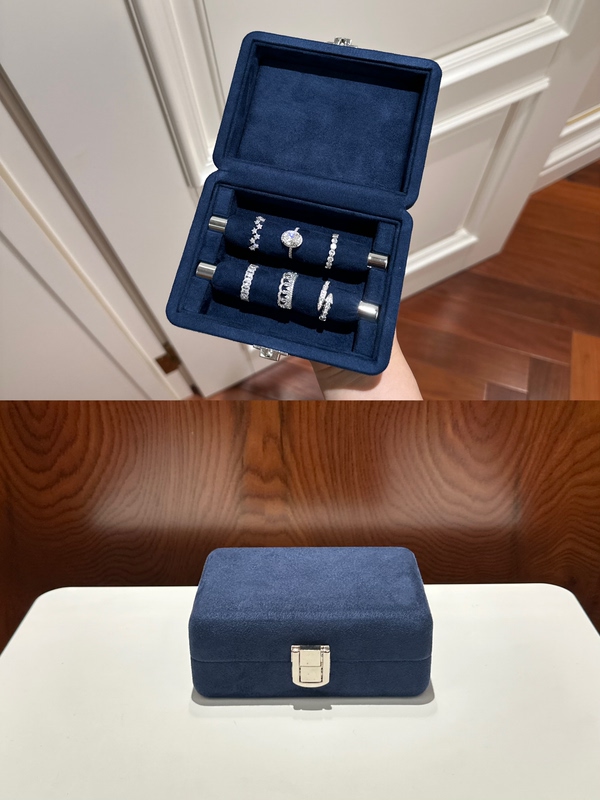 Japanese-Style Portable Double-Row Jewelry Ring Storage Box