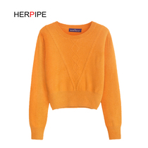2021 autumn and winter new solid color base knitted round neck cashmere sweater women