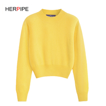 2021 autumn winter chic solid color short high waist warm base sweater pullover half high collar cashmere sweater female middle collar