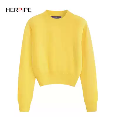 2021 autumn and winter chic solid color short high waist warm bottoming sweater pullover half high neck cashmere sweater women's middle collar