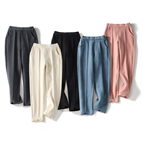 Sunshine Cabin Fall Winter New Women's Japanese Leisure Solid Color Woolen Grandma Pants