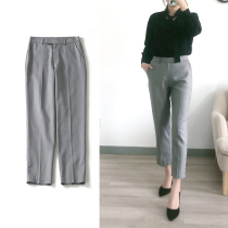 Super good version worsted wool smooth and crisp linen texture with large size ladies suit pants pipe pants