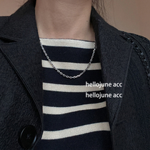 hellojune925 silver solid chain necklace long silver autumn winter sweater chain stack for men and women