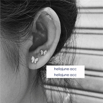 hellojune 925 Silver Diamond Little Butterfly Earrings Fairy Flash Diamond Feifei Butterfly Earrings