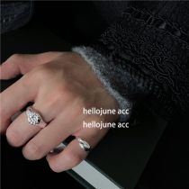 hellojune 925 silver Daily niche design bump seal face ring silver ring ring