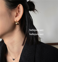 hellojune solid copper gold plated concave convex trapezoid earrings triangle earrings