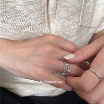 hellojune 925 silver handmade irregular creatine line multilayer line clamp drilling ring