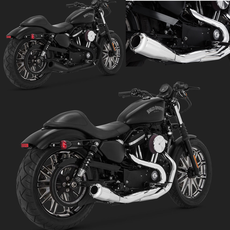Imported Harley 883 Hard 48 48 72 1200 1200 exhaust pipe VH 2 out of a full section chromed black