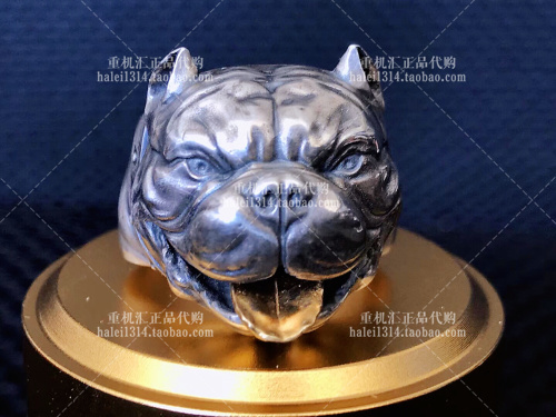 Spot new vulcan personality 925 silver 22K gold bully dog ring Harley Indian Knight ring live mouth