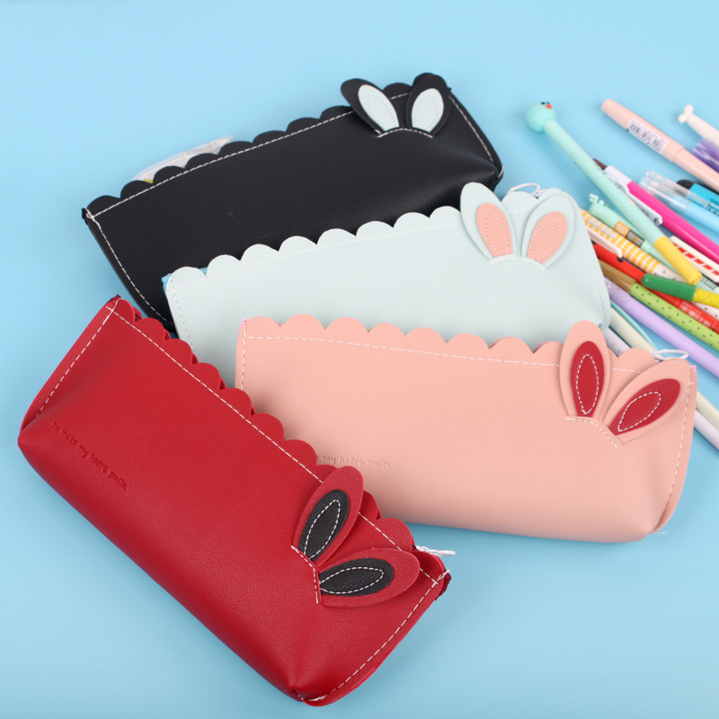 Salt Departments Love Rabbit Ears Junior High School Student Class Creative Men and Women Mass Capacity Student Pen Bag