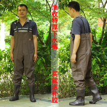  Fishing collection 100 silk thickened wader one-piece half-body fishing pants fishing suit pants mens waterproof pants fishing wading pants