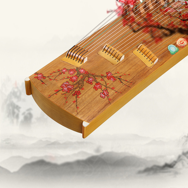 Tongyun Guofeng Tongyun musical instrument white maple hand-painted solid wood guzheng Verification examination performance collection-level zither
