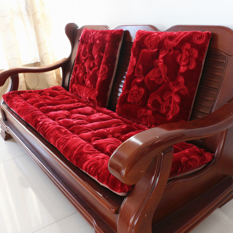 Dày sang trọng duy nhất sofa đệm ba gỗ rắn sofa đệm gỗ gụ băng ghế dự bị đệm đệm có thể tháo rời và có thể giặt đặc biệt cung cấp