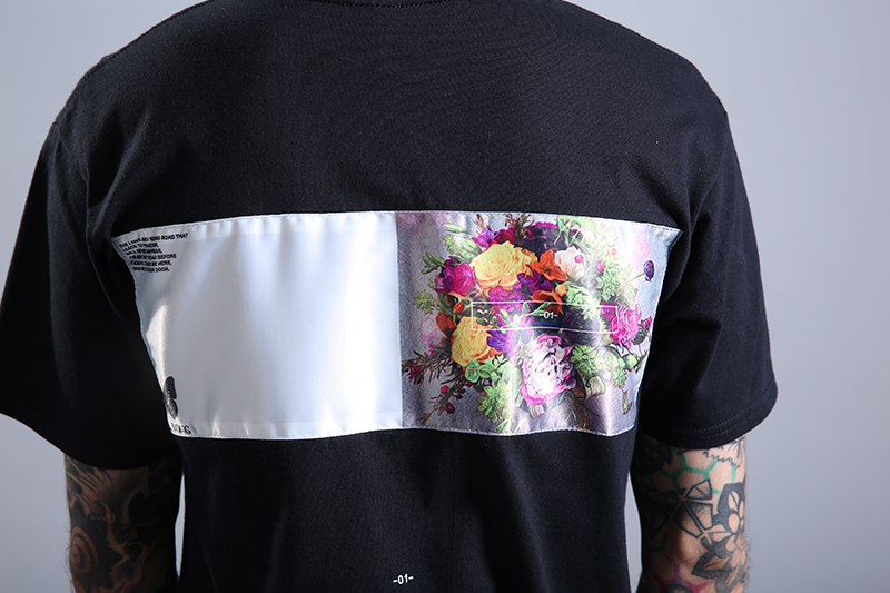 Thương hiệu thủy triều ban đầu TI2018S / S xuân hè mới hoa mận retro áo thun cotton chải cổ tròn tay ngắn quần áo nam áo thun gucci