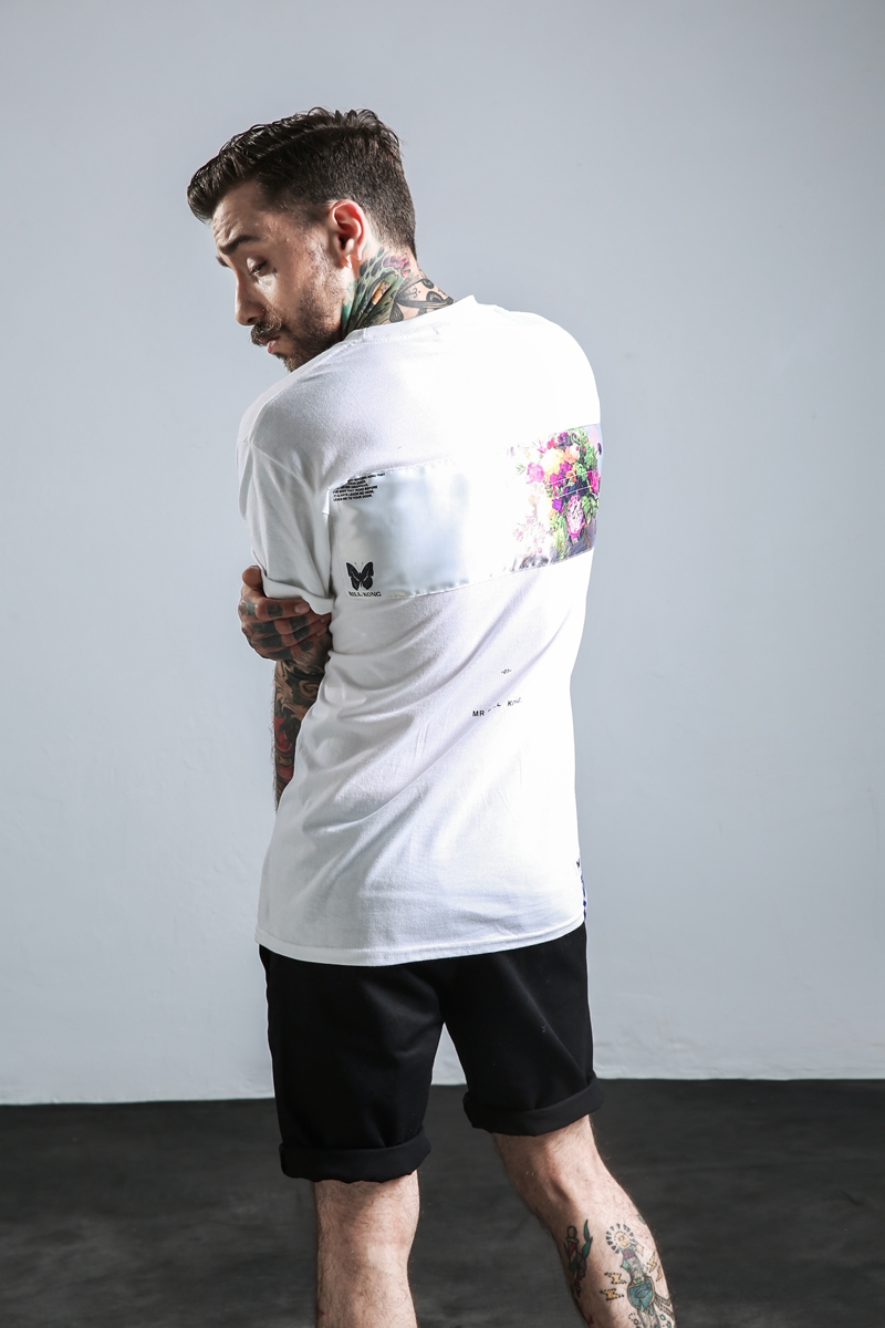 Thương hiệu thủy triều ban đầu TI2018S / S xuân hè mới hoa mận retro áo thun cotton chải cổ tròn tay ngắn quần áo nam áo thun gucci