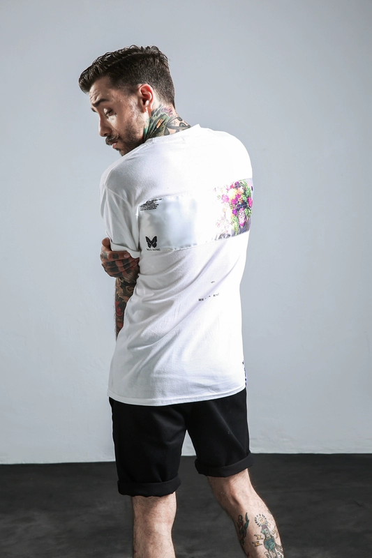 Thương hiệu thủy triều ban đầu TI2018S / S xuân hè mới hoa mận retro áo thun cotton chải cổ tròn tay ngắn quần áo nam áo thun 