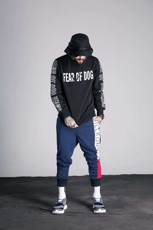 Hàn Quốc oversize cổ tròn BF gió in hip hop đường phố Mỹ giản dị áo hoodie trùm đầu nam và nữ áo hoodie cặp