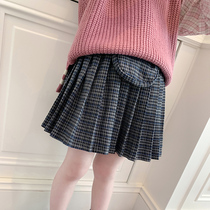 Girls skirt 2021 new foreign girl Korean version wild spring and autumn pleated skirt childrens short skirt with bag