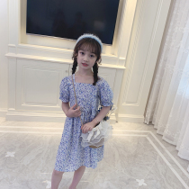 Girls Chiffon Dress Summer Pink 2021 New Bubble Sleeve