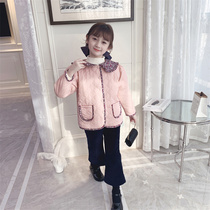 Ran Ran girl thin cotton coat 2021 autumn and winter new cotton cotton wool cotton clothes children big lapel collar cotton clothes