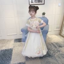 Hanfu girl Super fairy summer fashion short sleeve 2021 new high-end Chinese style chiffon costume Princess childrens skirt